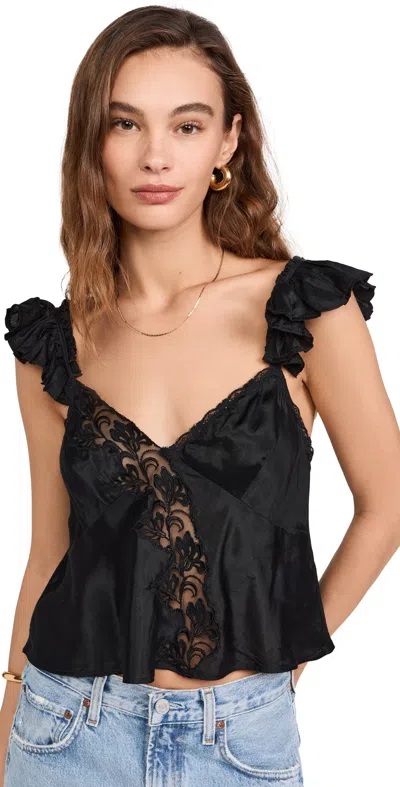 Free People Harmony Lace Tank Solid Black Pantone