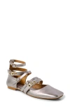 Free People Hart Ankle Strap Flat In Gunmetal