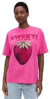 Free People Harvest Oversize Cotton Graphic T-shirt In Strawberry