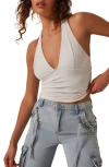 Free People Still Here Ruched Halter Top In Ivory