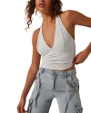 Free People Still Here Ruched Halter Top In Ivory