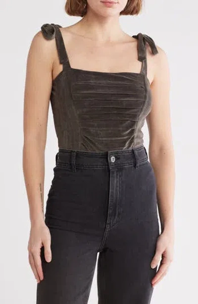 Free People Haven Tie Shoulder Bodysuit In Grey Lilac