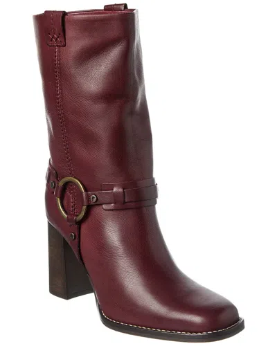 Free People Hayden Harness Leather Boot In Burgundy