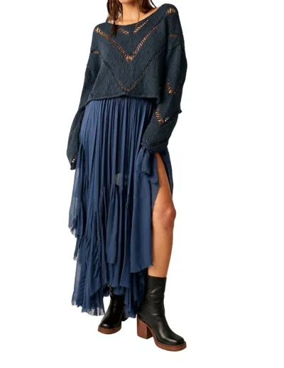 Free People Hayley Boatneck Long Sleeve Sweater In Ocean Abyss In Blue