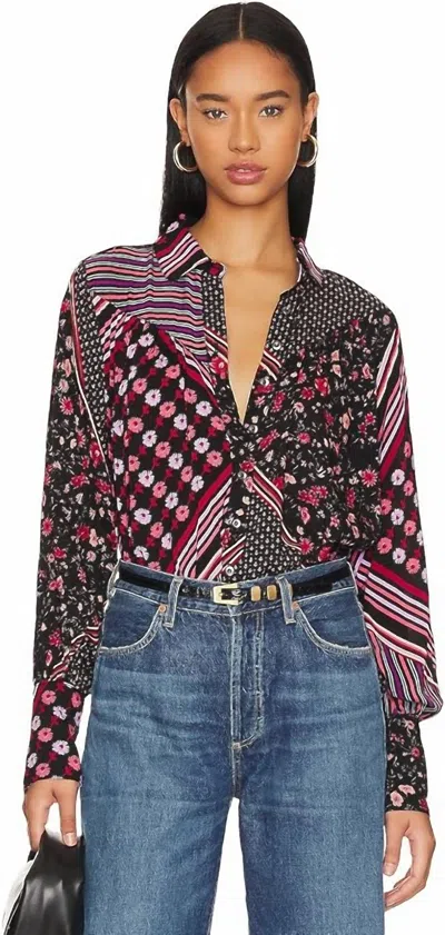 Free People Hazel Buttondown Shirt In Black Combo In Multi