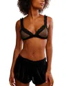 Free People Intimately Fp Heart To Heart Dotted Mesh Bralette In Black