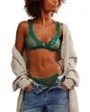 Free People Intimately Fp Heart To Heart Dotted Mesh Bralette In Pine Forest