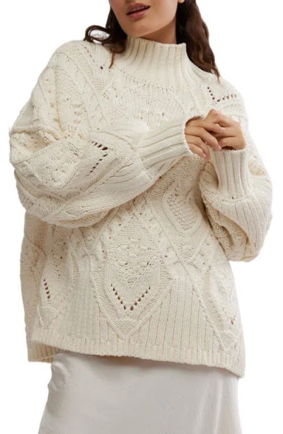 Free People Heart You Oversize Turtleneck Sweater In Ivory