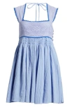 Free People Heartland Embroidered Bodice Cotton Minidress In Blue Heron Combo