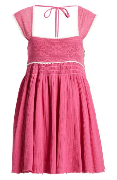 FREE PEOPLE FREE PEOPLE HEARTLAND EMBROIDERED BODICE COTTON MINIDRESS