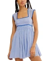 Free People Heartland Embroidered Bodice Cotton Minidress In Blue Heron