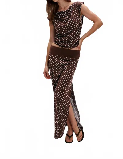 Free People Heat Wave Polka Dot Skirt Set In Brown