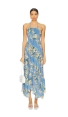 Free People Heat Wave Printed Maxi Dress In Allue Blue Combo