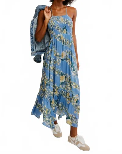 Free People Heat Wave Printed Maxi Dress In Allure Blue Combo In Multi