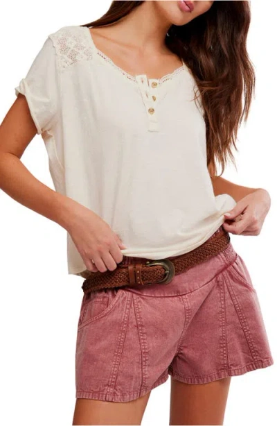 Free People Heirloom Henley Top In White