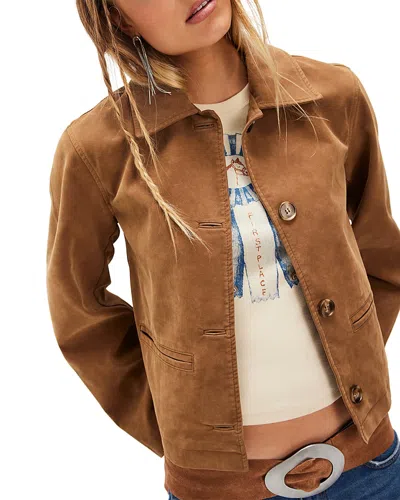 Free People Hera Faux Leather Jacket In Brown