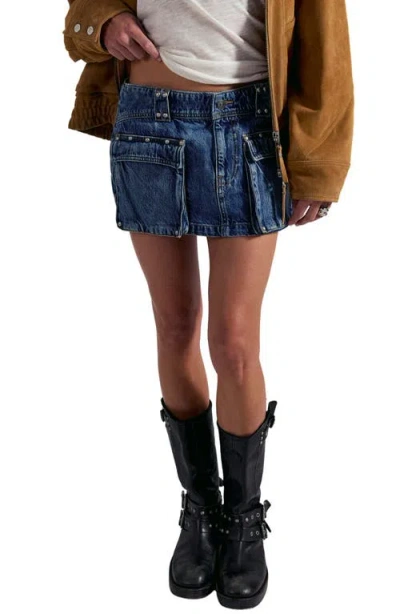 Free People Hera Studded Denim Mini Skirt Juno In Blue