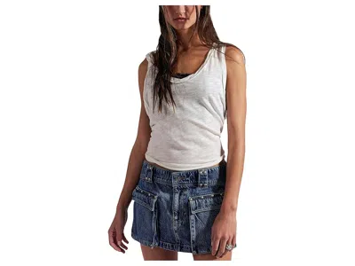 Free People Hera Studded Denim Mini Skirt In White