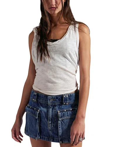 Free People Hera Studded Denim Mini Skirt In White