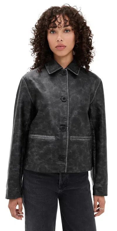 Free People Hera Vegan Leather Jacket Black