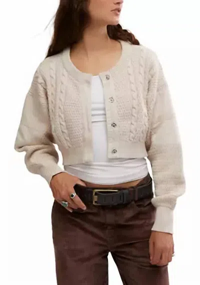 FREE PEOPLE HERITAGE CARDIGAN IN CRYSTAL GRAY