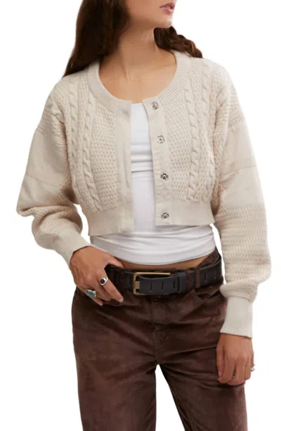 FREE PEOPLE HERITAGE CARDIGAN IN CRYSTAL GREY