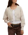 Free People Mixed Media Cotton Blend Cable Cardigan In Crystal Grey