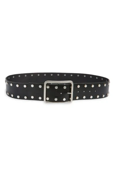 Free People Hex Stud Leather Hip Belt In Black