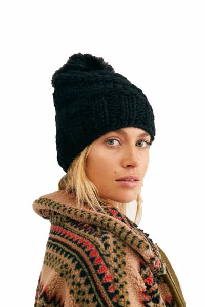 Free People High Line Pom Beanie In Black