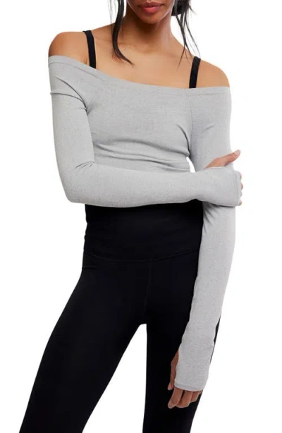 Free People High Plank Crop Top In Heather Grey