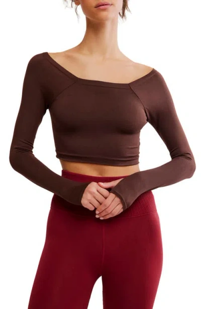 Free People High Plank Crop Top In Truffle