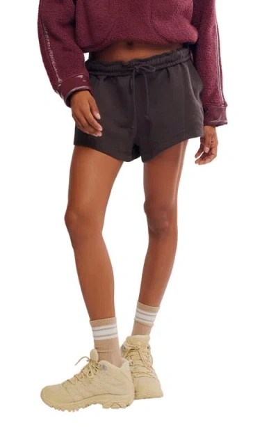 Free People High Press High Rise Cotton Shorts In Brown