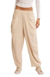 Free People High Road Pull-on Linen Blend Barrel Pants In Brown
