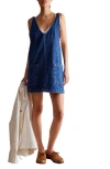 Free People High Roller Denim Short Overalls In Sapphire Blue