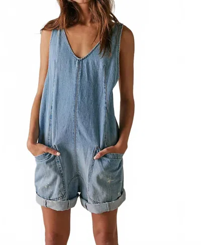 Free People High Roller Shortalls In Bright Eyes In Blue