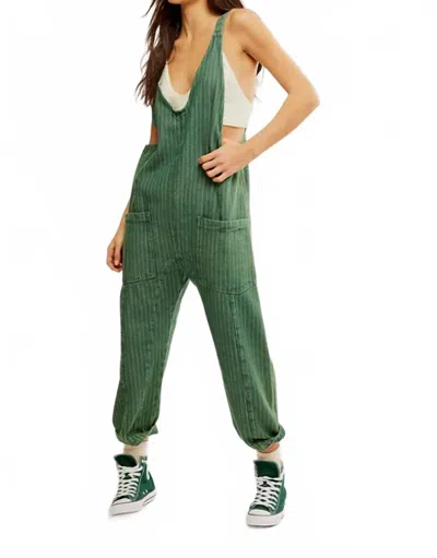 Free People High Roller Striped Overalls In Escalade Stripes In Green