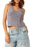 Free People High Tide Cable Stitch Cotton Sweater Tank In Chambray Sky