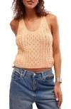 Free People High Tide Cable Stitch Cotton Sweater Tank In Tender Peach