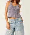FREE PEOPLE HIGH TIDE CABLE TANK IN GREY