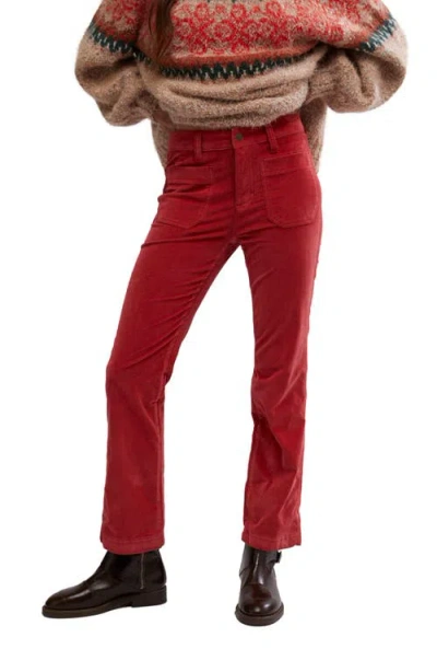 Free People High Time Kick Corduroy Flare Pants In Red Dahlia