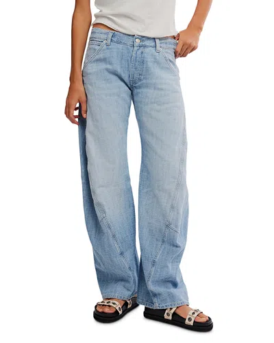 Free People Highland Low Rise Bowed Jeans In Art School In Blue