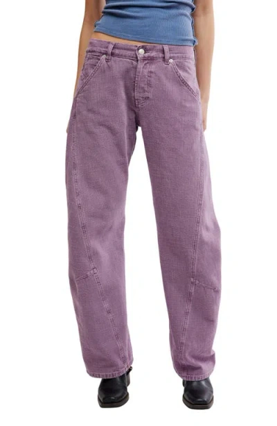 Free People Highland Low Rise Bowed Leg Jeans In Purple