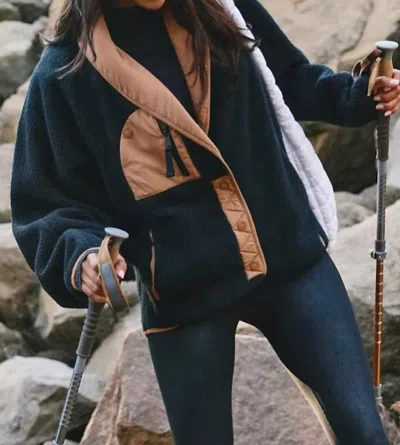 Free People Hit The Slopes Shawl Jacket In Black Combo