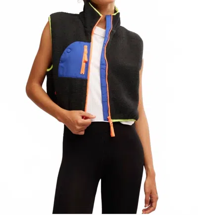 Free People Hit The Slopes Vest In Black Combo In Blue