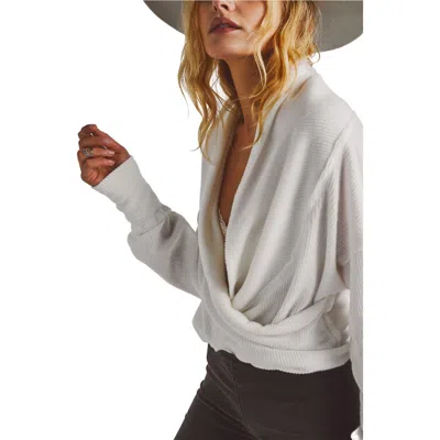 Free People Hold Me Close Rib Wrap Front Top In Ivory