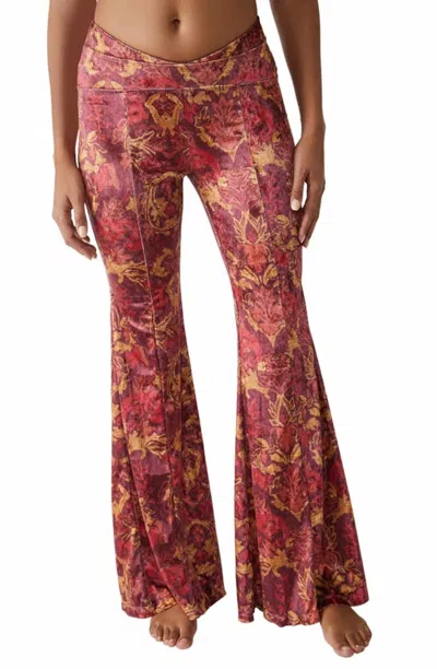 Free People Hold Me Closer Bell Bottom Pants In Flame Combo In Pink