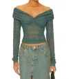 FREE PEOPLE HOLD ME CLOSER TOP IN SILVER PINE