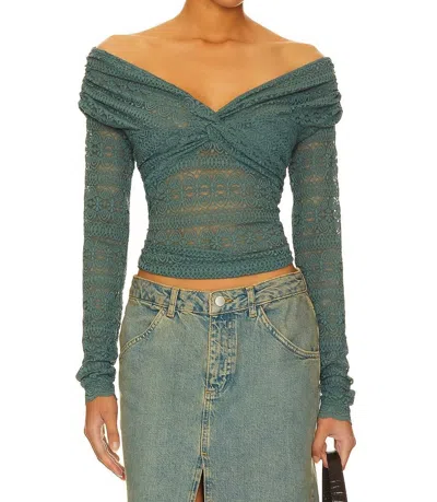 Free People Hold Me Closer Top In Silver Pine In Green