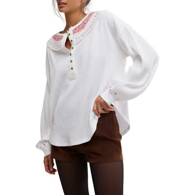 Free People Holly Henley Top In Ivory Combo