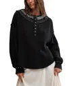 Free People Holly Henley Top In Black Combo